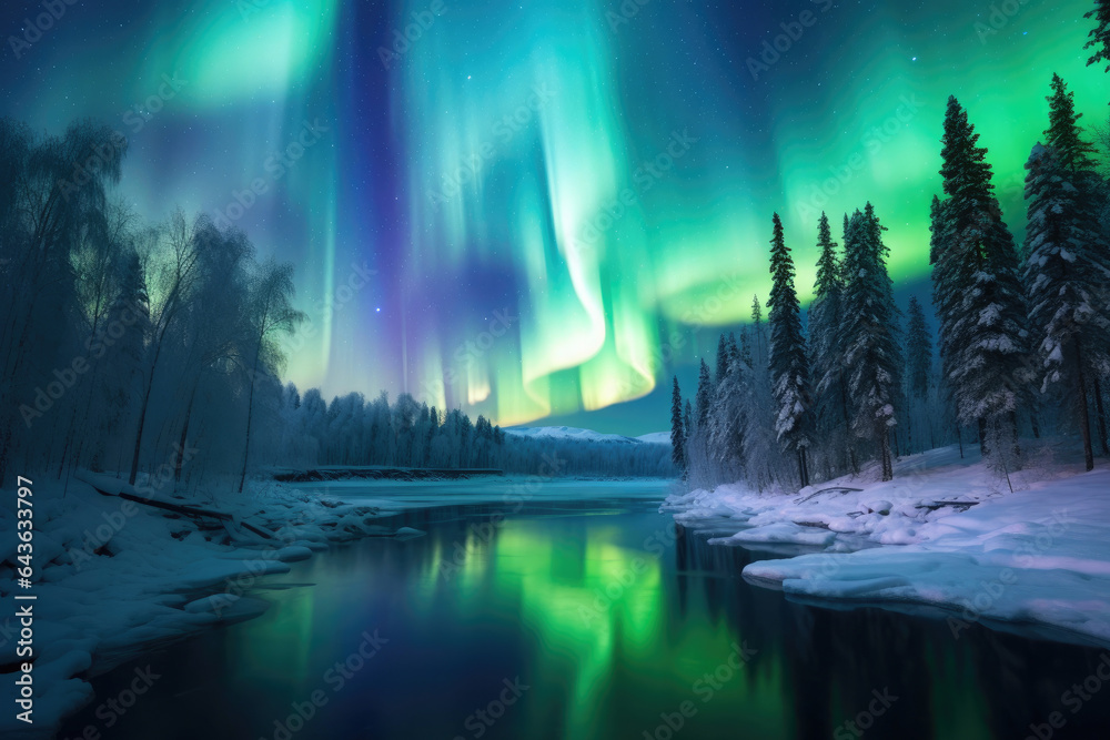 Watercolor Dreams: Northern Lights Dancing on Ice