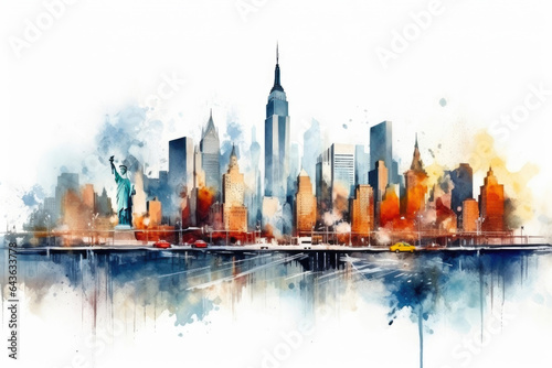 Obraz na plátně New York Cityscape: A Watercolor Dream
