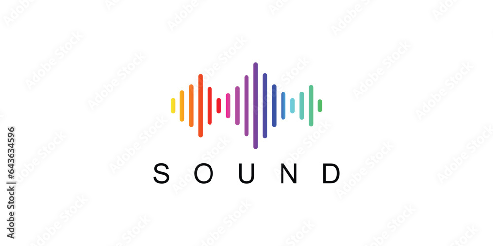 Obraz premium Simple sound logo design |music full collor concept| premium vector