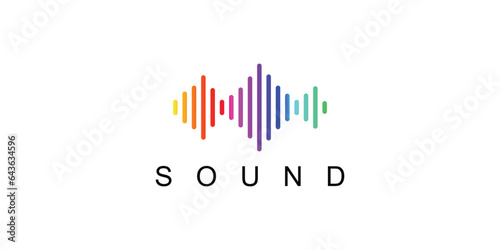 Simple sound logo design |music full collor concept| premium vector
