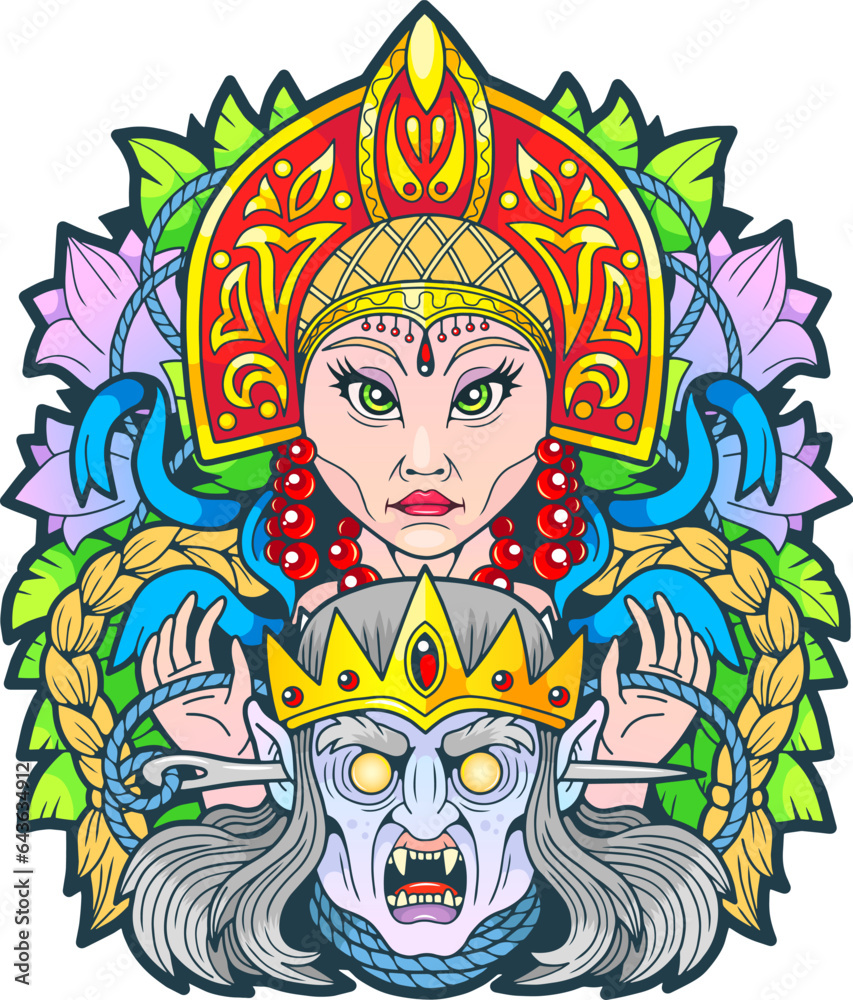 girl and evil vampire, design illustration girl and evil vampire, design illustration