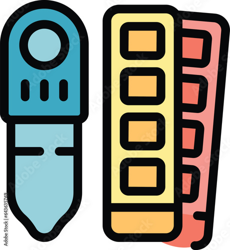 Natural dye palette icon outline vector. Cream organic. Eco label color flat
