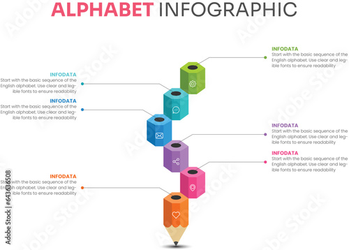 Alphabet infographic business template concept pen modal  vector