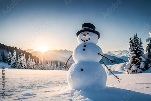 snowman in the mountains generated by AI © muhammad