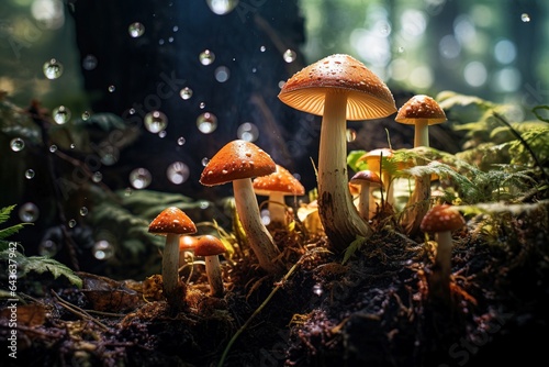 Hallucinogenic mushrooms during a humid morning photo