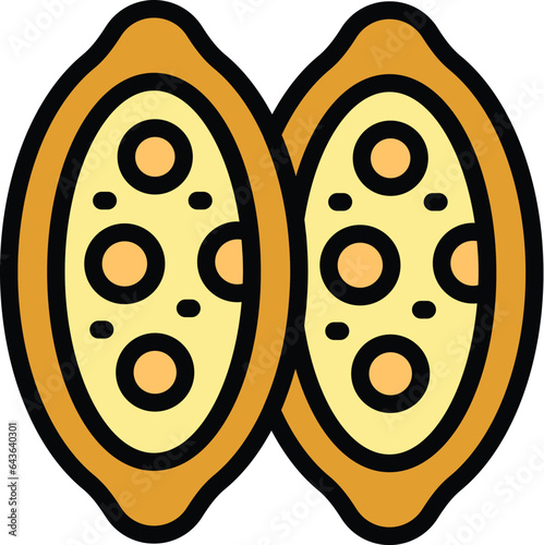 Bakery khachapuri icon outline vector. Bread food. Meal dish color flat