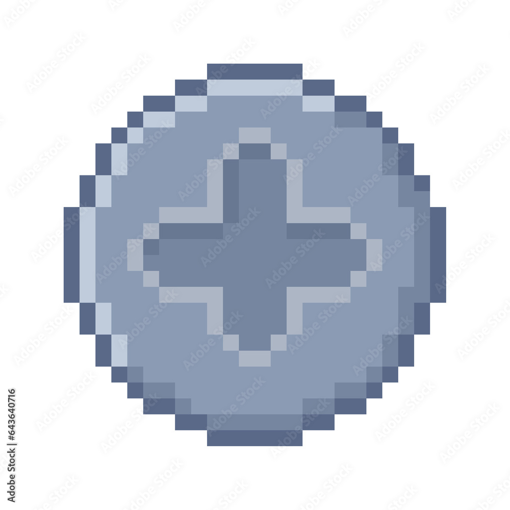 Pixel illustration of a screw head Pixel illustration of a screw head
