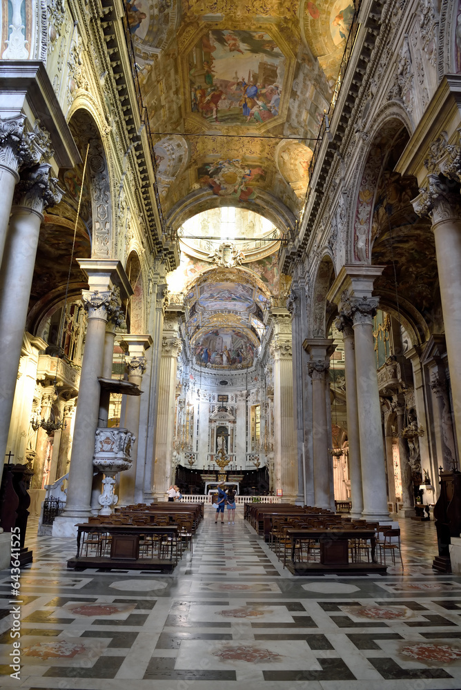 interior of the basilica of san siro in baroque Genoa Italy