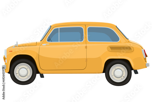 Small vintage car Zaporozhets in yellow colors