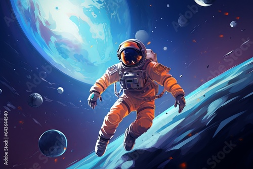 painting of illustration astronaut in space