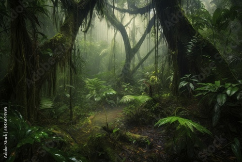 Rain forest tropical leaves. Generate Ai