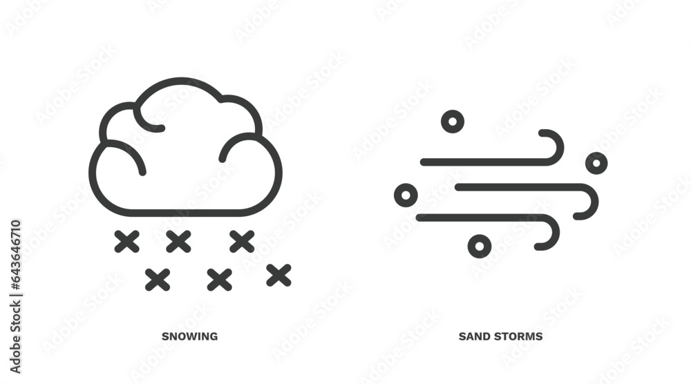 set of weather thin line icons. weather outline icons included snowing, sand storms vector. set of weather thin line icons. weather outline icons included snowing, sand storms vector.