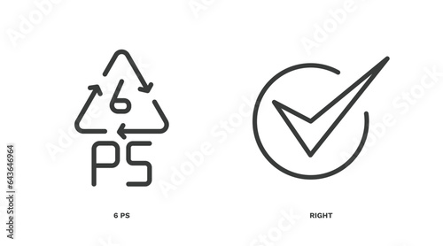 set of user interface thin line icons. user interface outline icons included 6 ps, right vector.