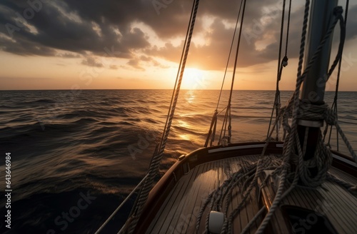 Sailboat sea sunset. Generate Ai