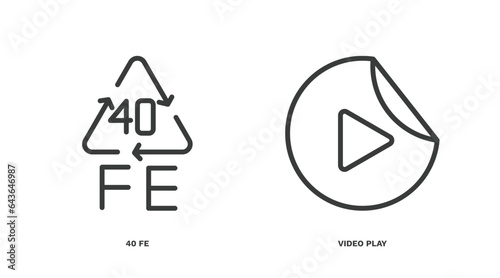 set of user interface thin line icons. user interface outline icons included 40 fe, video play vector. photo