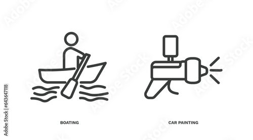 set of transportation thin line icons. transportation outline icons included boating, car painting vector.