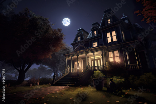spooky Haunted house on halloween night