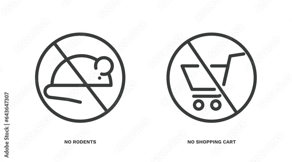 set of traffic signs thin line icons. traffic signs outline icons included no rodents, no shopping cart vector. set of traffic signs thin line icons. traffic signs outline icons included no rodents, no shopping cart vector.