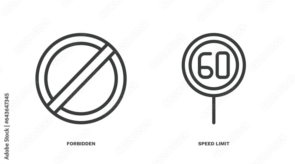 set of traffic signs thin line icons. traffic signs outline icons included forbidden, speed limit vector. set of traffic signs thin line icons. traffic signs outline icons included forbidden, speed limit vector.