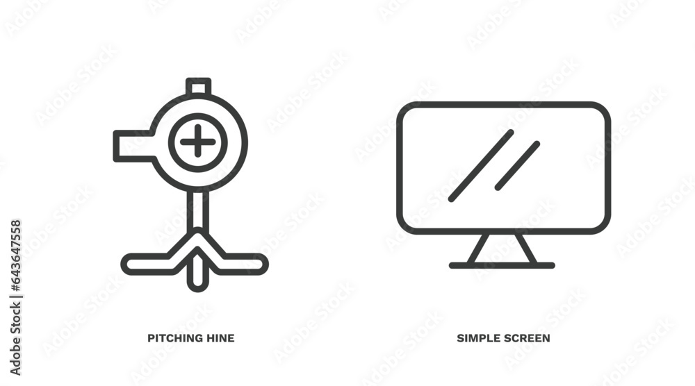 set of technology thin line icons. technology outline icons included pitching hine, simple screen vector. set of technology thin line icons. technology outline icons included pitching hine, simple screen vector.