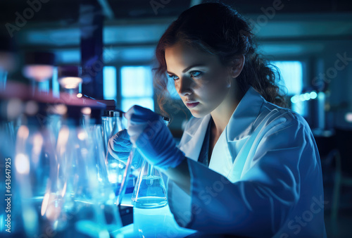 female forensic scientist in lab work photo