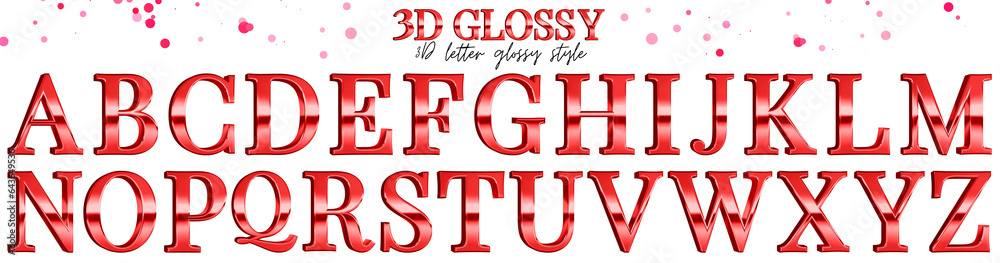 3D red letter glossy A-Z uppercase - obrazy, fototapety, plakaty 