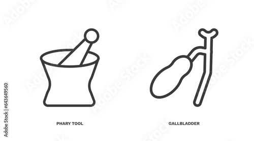 set of medical and healthcare thin line icons. medical and healthcare outline icons included phary tool, gallbladder vector.