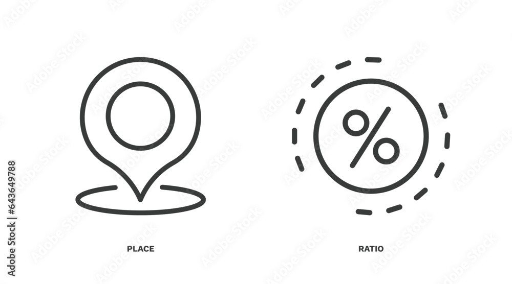 set of marketing thin line icons. marketing outline icons included place, ratio vector. set of marketing thin line icons. marketing outline icons included place, ratio vector.