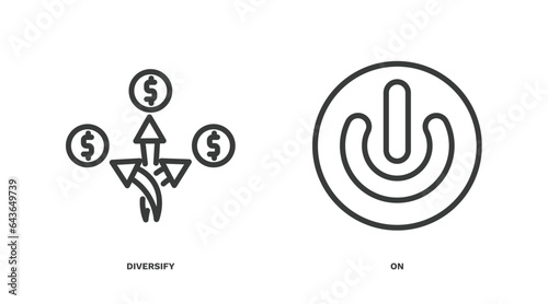 set of marketing thin line icons. marketing outline icons included diversify, on vector.