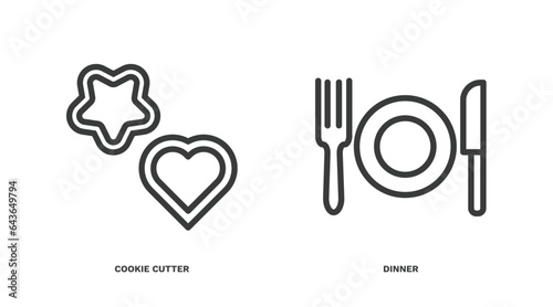 set of kitchen thin line icons. kitchen outline icons included cookie cutter, dinner vector.
