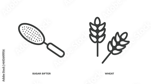 set of kitchen thin line icons. kitchen outline icons included sugar sifter, wheat vector.