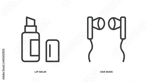 set of hygiene and sanitation thin line icons. hygiene and sanitation outline icons included lip balm, ear buds vector.
