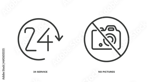 set of hotel and restaurant thin line icons. hotel and restaurant outline icons included 24 service, no pictures vector.