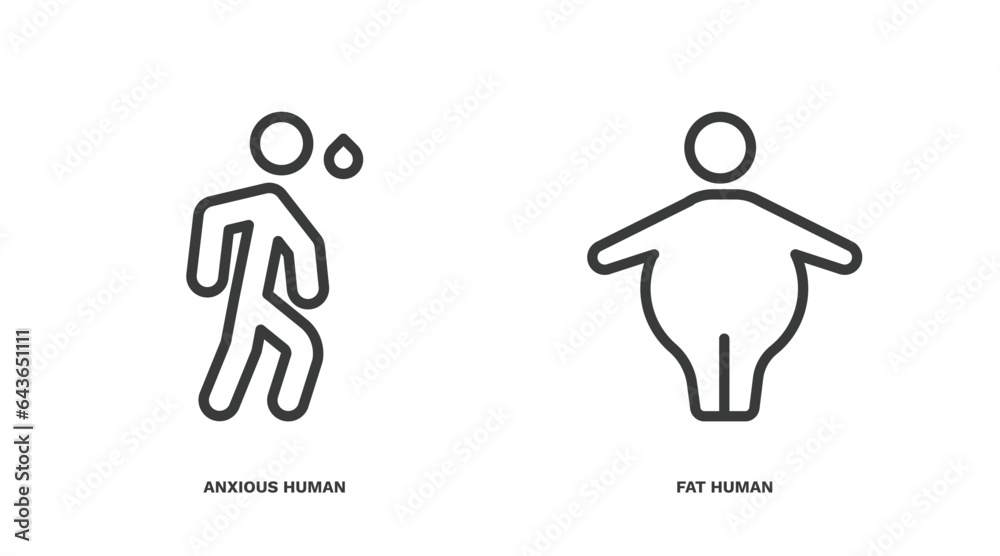 set of feeling and reaction thin line icons. feeling and reaction outline icons included anxious human, fat human vector. set of feeling and reaction thin line icons. feeling and reaction outline icons included anxious human, fat human vector.