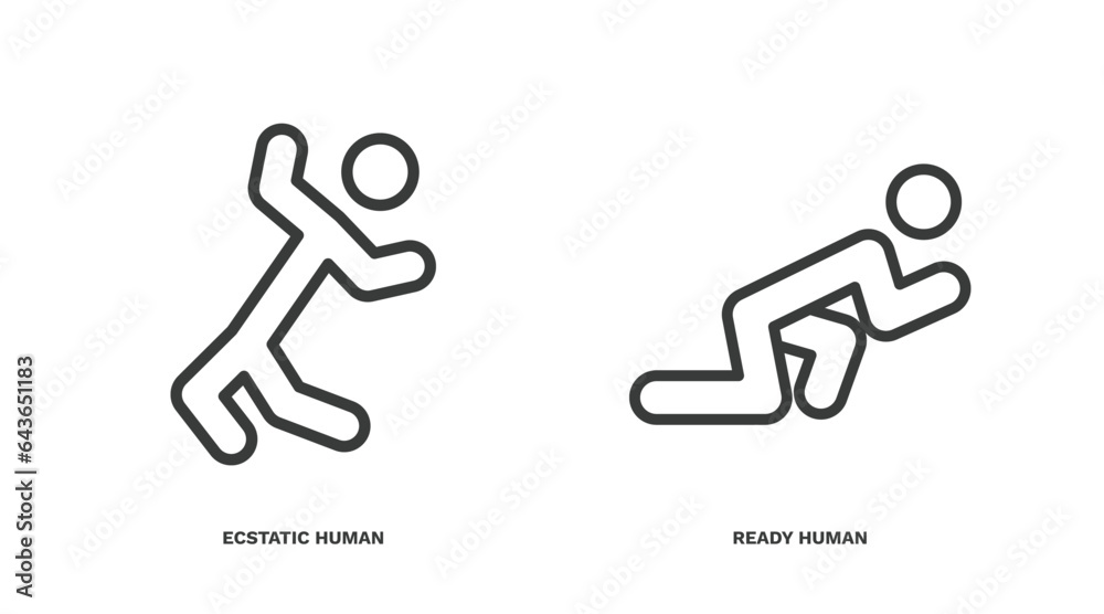 set of feeling and reaction thin line icons. feeling and reaction outline icons included ecstatic human, ready human vector. set of feeling and reaction thin line icons. feeling and reaction outline icons included ecstatic human, ready human vector.