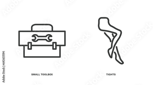 set of fashion and things thin line icons. fashion and things outline icons included small toolbox, tights vector. photo