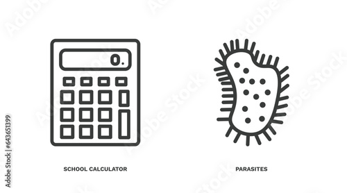 set of education thin line icons. education outline icons included school calculator, parasites vector.
