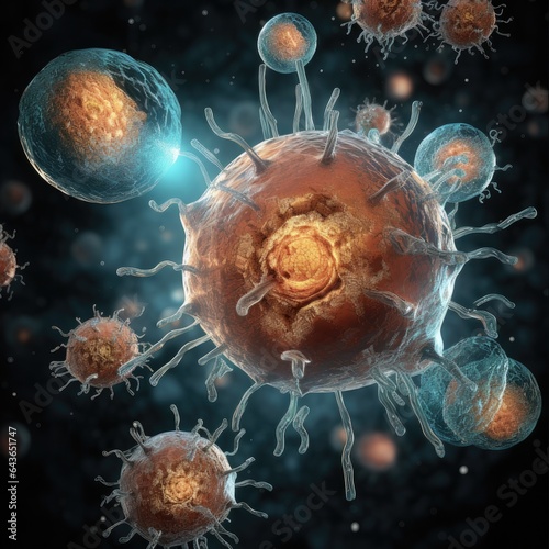 Biomedical Vesicle Render. 3D Concept of Vesicles and Exosomes for Biomedicine and Cellular Biology Research photo