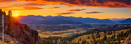 Sunset over the Bitterroot Mountains: Rocky Mountain Peak in Montana's National Park photo