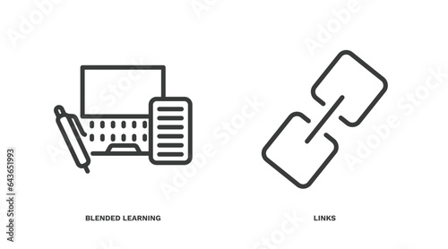 set of distance learning thin line icons. distance learning outline icons included blended learning, links vector.