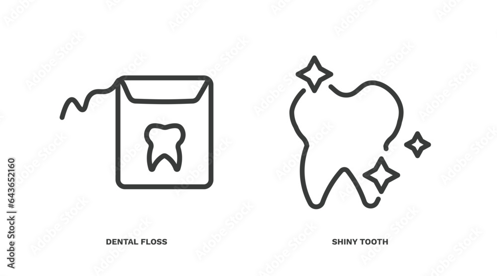 set of dental health thin line icons. dental health outline icons included dental floss, shiny tooth vector. set of dental health thin line icons. dental health outline icons included dental floss, shiny tooth vector.