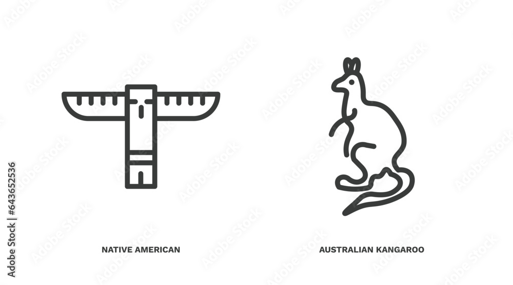 set of culture and civilization thin line icons. culture and civilization outline icons included native american totem, australian kangaroo vector. set of culture and civilization thin line icons. culture and civilization outline icons included native american totem, australian kangaroo vector.