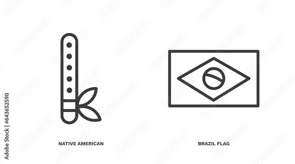 set of culture and civilization thin line icons. culture and civilization outline icons included native american flute, brazil flag vector. set of culture and civilization thin line icons. culture and civilization outline icons included native american flute, brazil flag vector.
