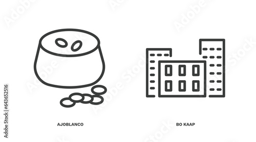 set of culture and civilization thin line icons. culture and civilization outline icons included ajoblanco, bo kaap vector.