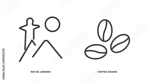 set of culture and civilization thin line icons. culture and civilization outline icons included rio de janeiro, coffee grains vector.
