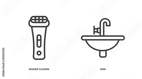 set of cleaning thin line icons. cleaning outline icons included shaver cleanin, sink vector.