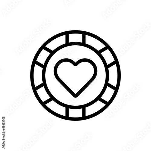 Chip Heart Casino Icon In Trendy Design Vector Editable Stroke