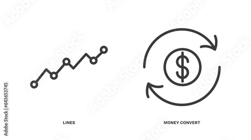 set of business thin line icons. business outline icons included lines, money convert vector.