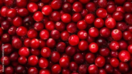 Cranberries flat lay pattern background.