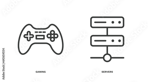 set of ai and future technology thin line icons. ai and future technology outline icons included gaming, servers vector.